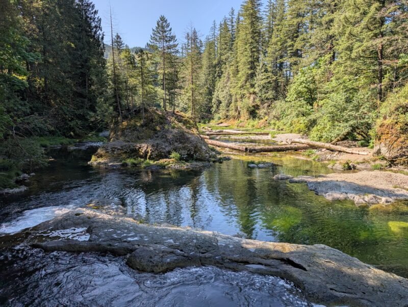 A swimming hole at Naked Falls in Washington on the Washougal River
